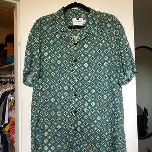 Topman Green Fleur De Lis Classic Shirt